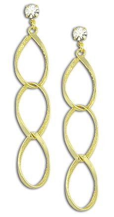 Brinco Folheado a ouro com strass e fio laminado